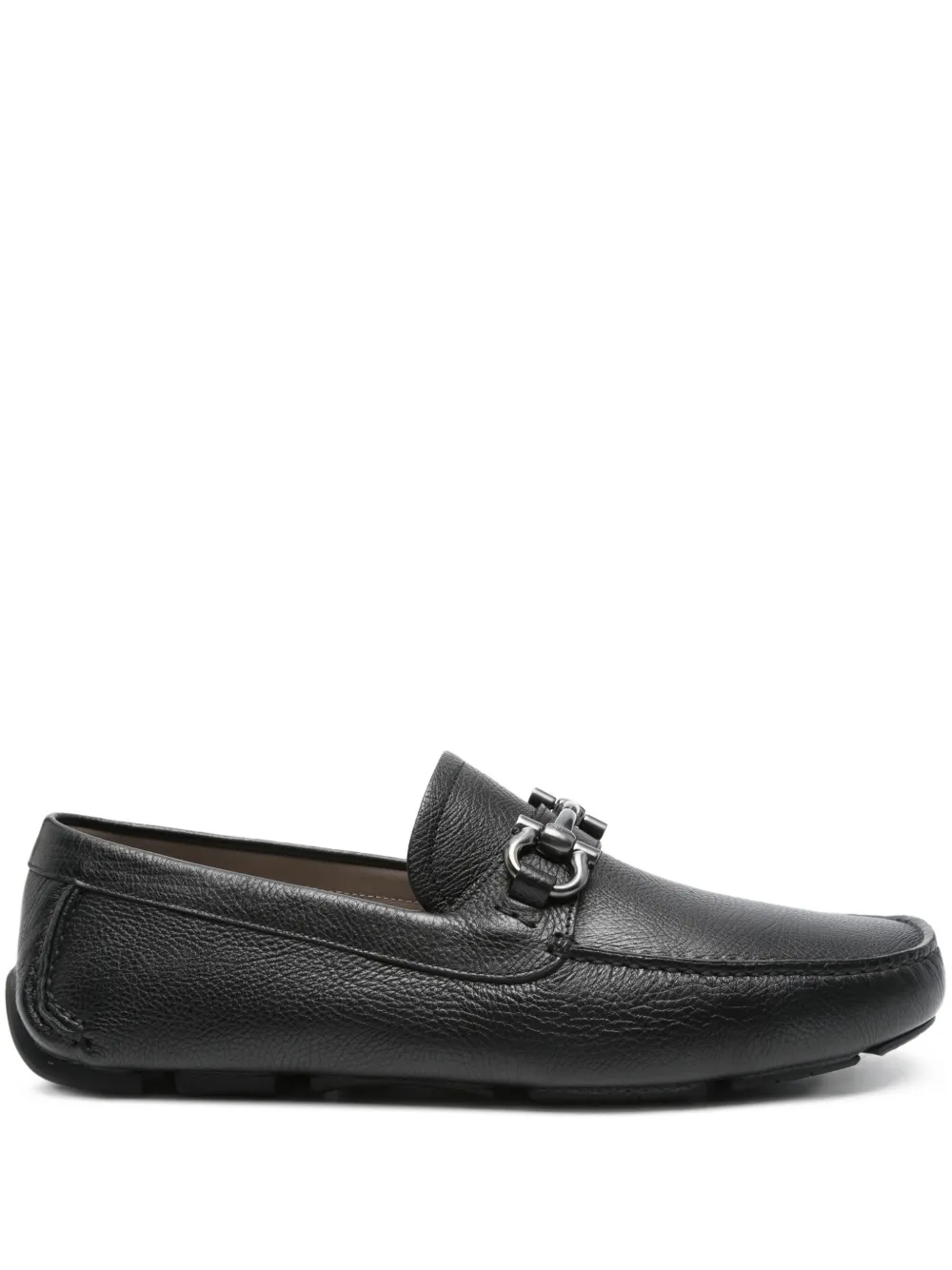 Ferragamo Gancini leather loafers Zwart