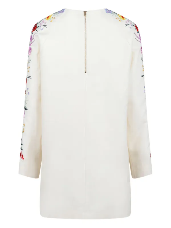 Max Mara Leva floral-embroidery raglan-sleeve Mini Dress | White | FARFETCH