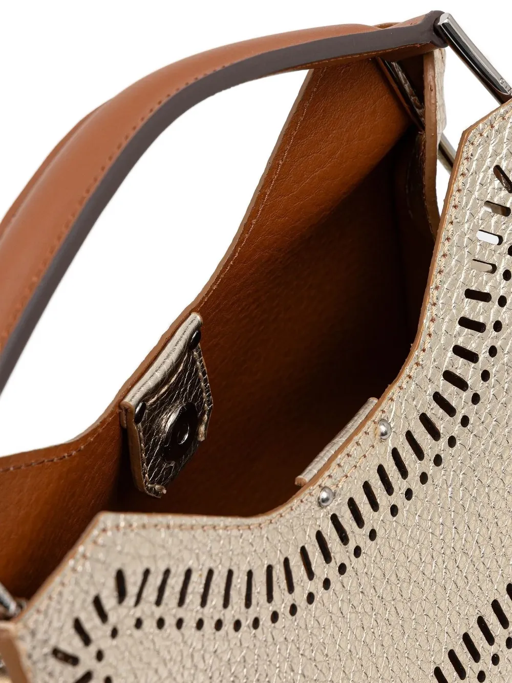 Gianni Chiarini Aurora Metallic Handbag In Gold