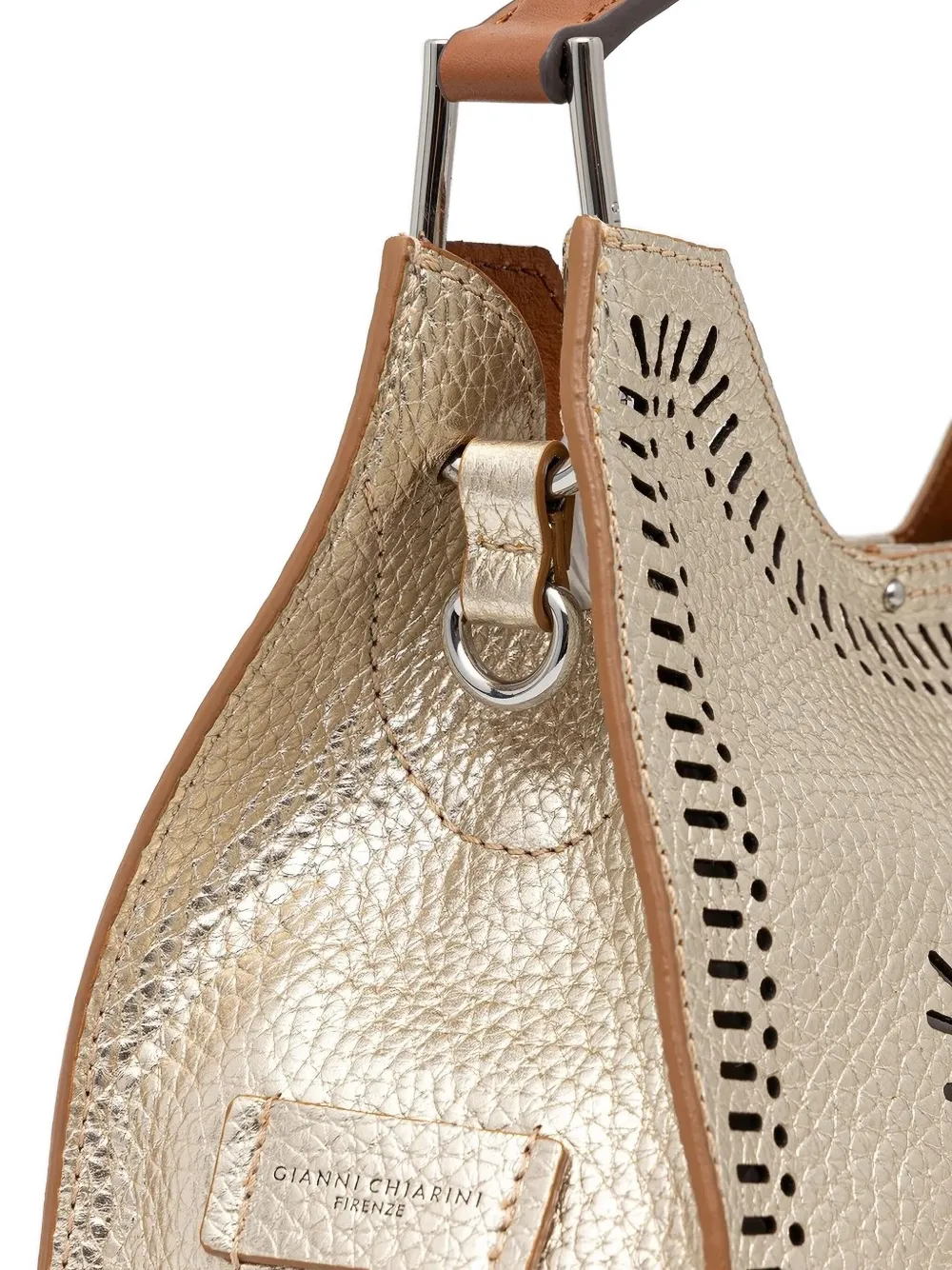 Gianni Chiarini Aurora Metallic Handbag In Gold
