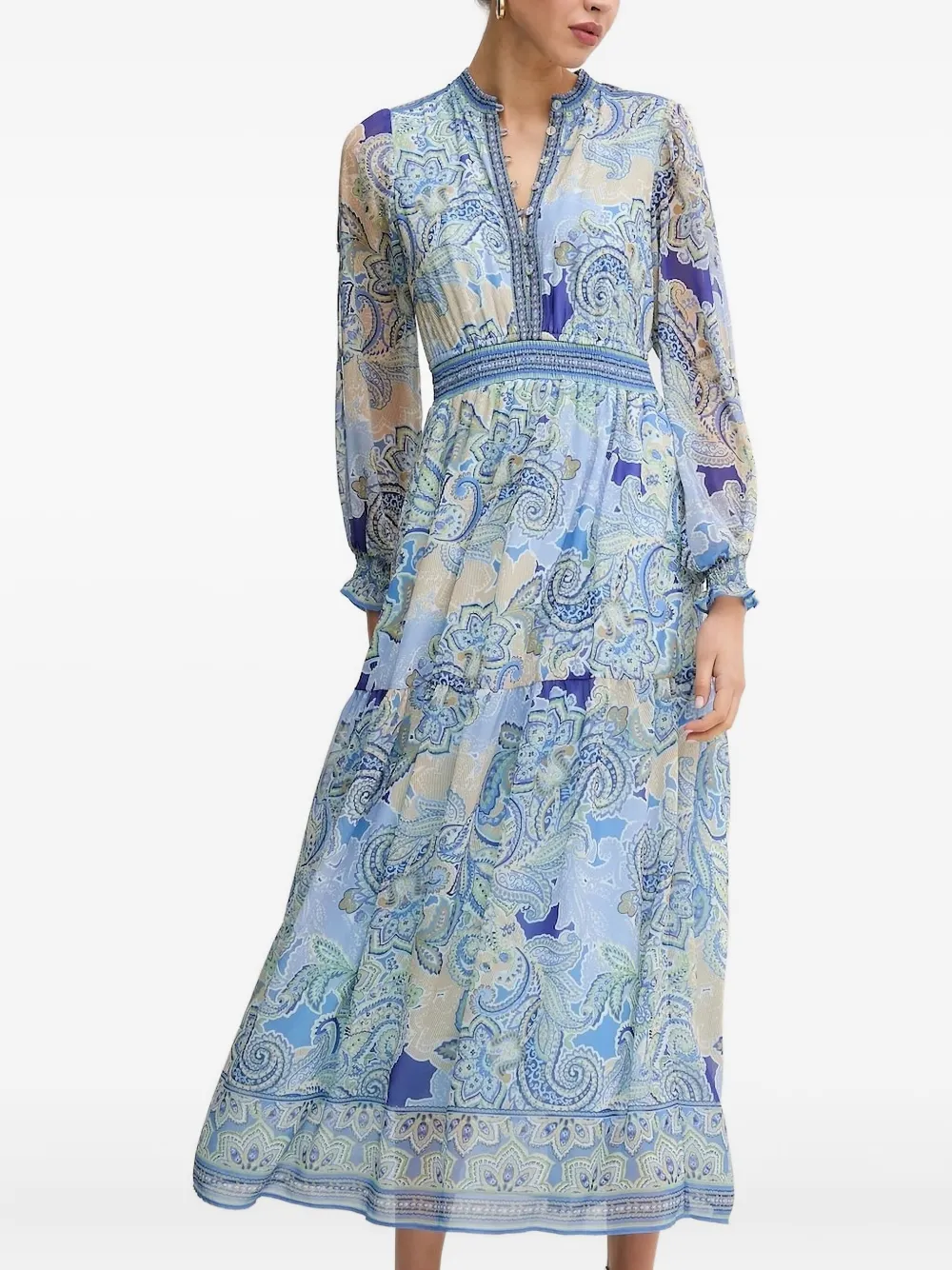 Hale Bob Midi-jurk met print en knopen Blauw