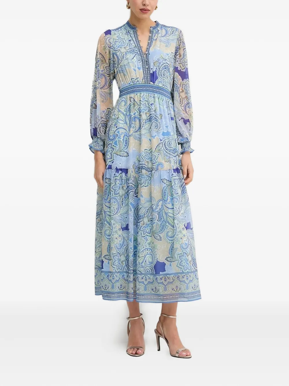 Hale Bob Midi-jurk met print en knopen - Blauw
