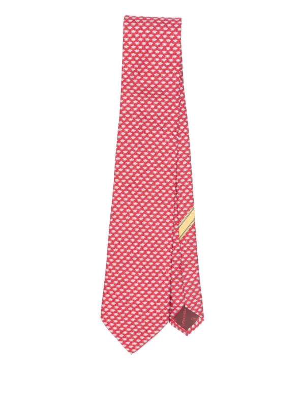 Ferragamo ジオメトリックパターン シルクネクタイ