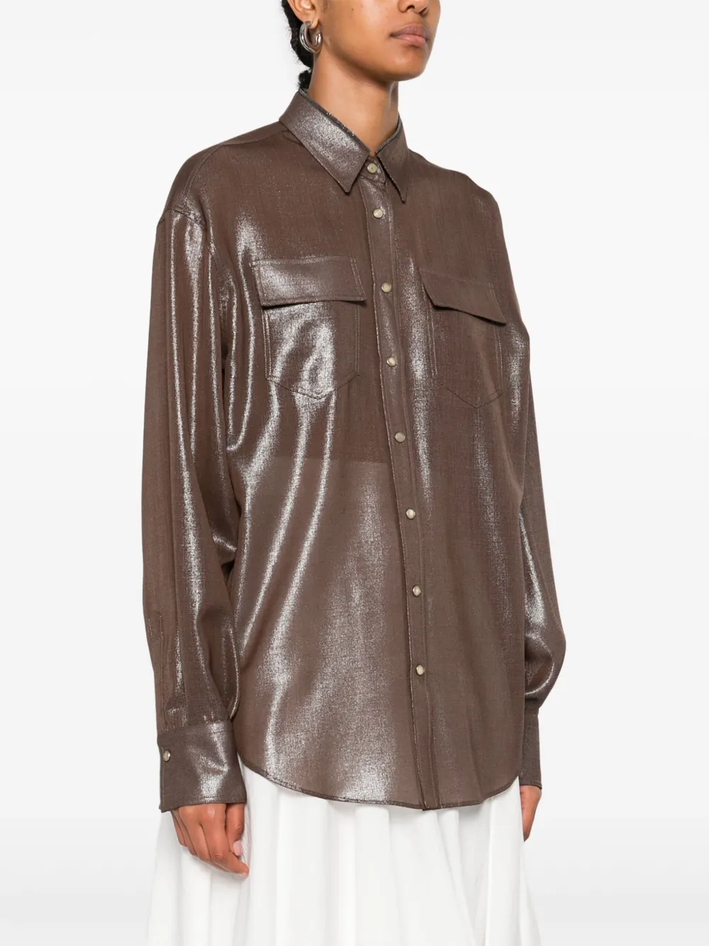 Brunello Cucinelli Blouse met metallic afwerking Bruin
