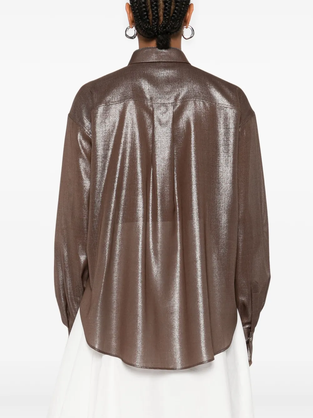 Brunello Cucinelli Blouse met metallic afwerking Bruin