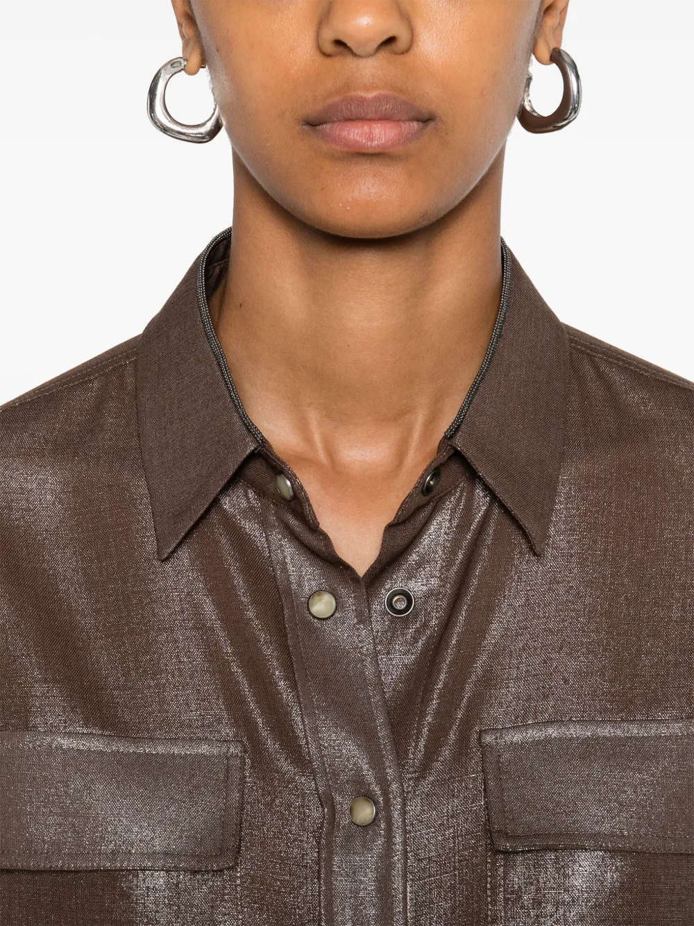 Brunello Cucinelli Blouse met metallic afwerking Bruin