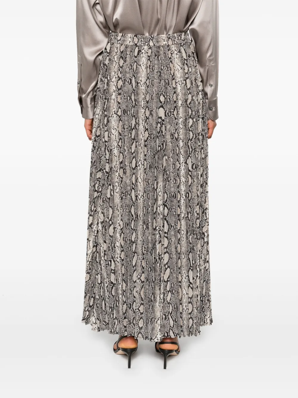 Michael Kors pleated snakeskin skirt Beige