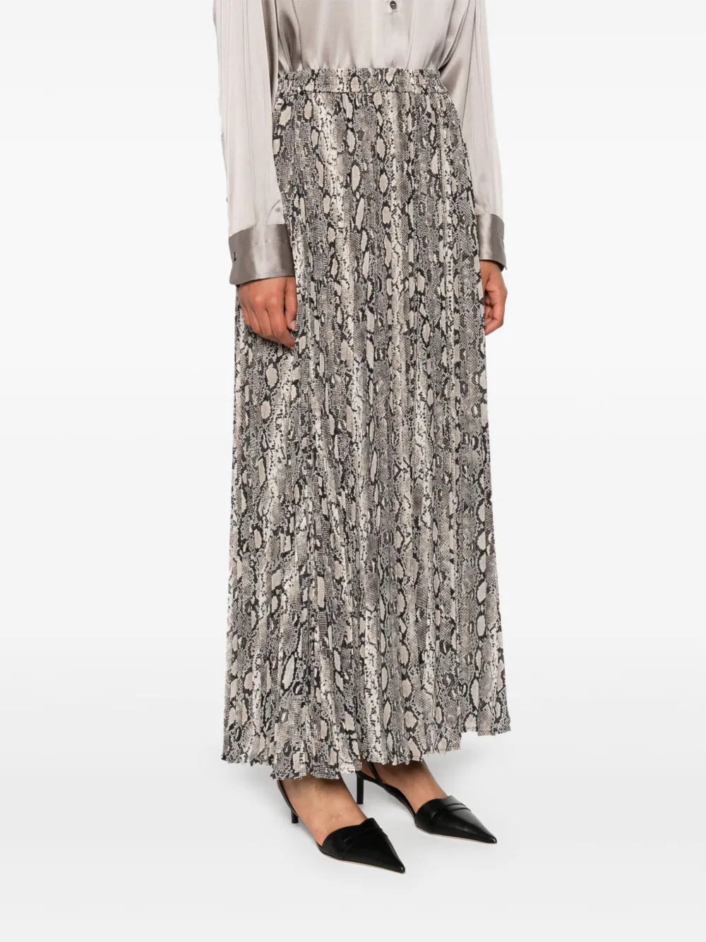 Michael Kors pleated snakeskin skirt Beige