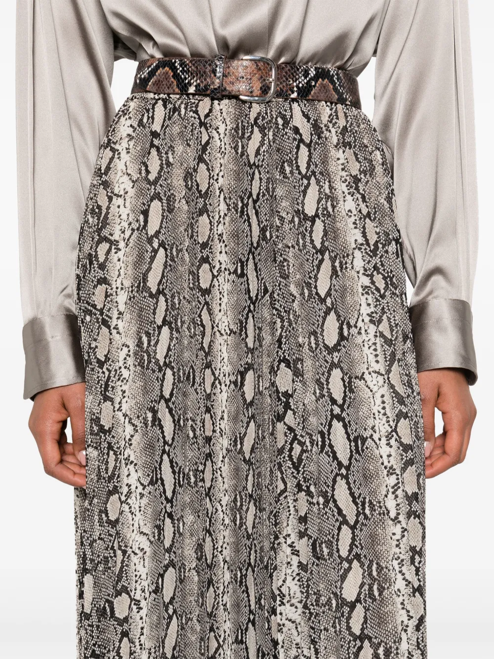 Michael Kors pleated snakeskin skirt Beige