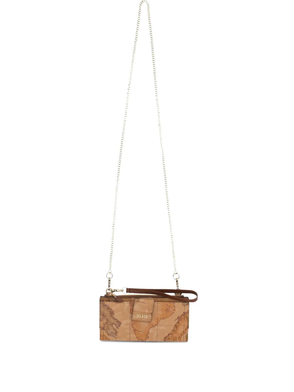 map-print chain cross-body bag