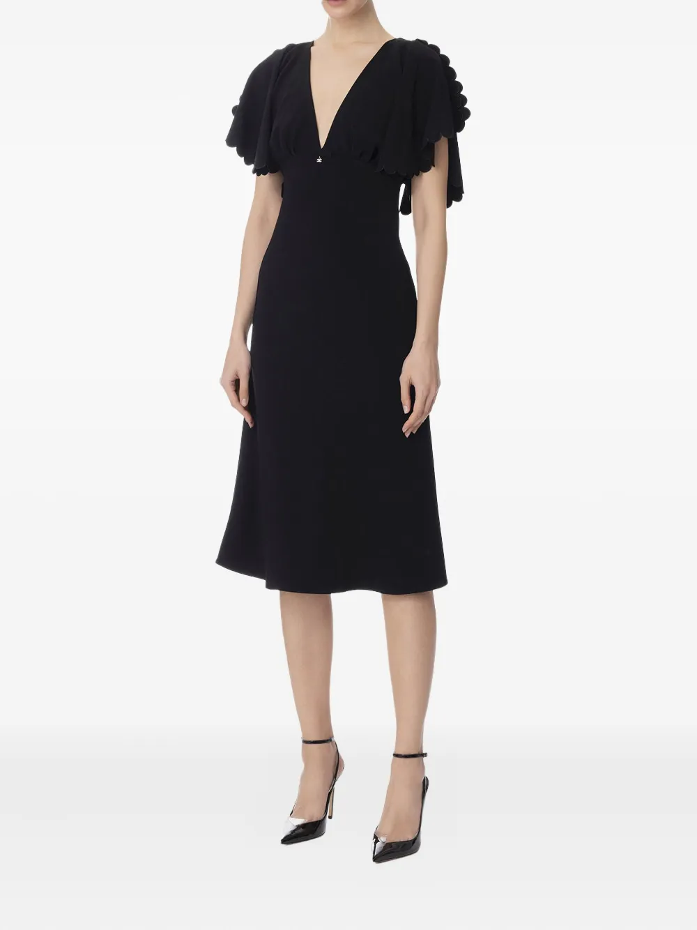 Elisabetta Franchi Jurk met gewelfde afwerking Zwart