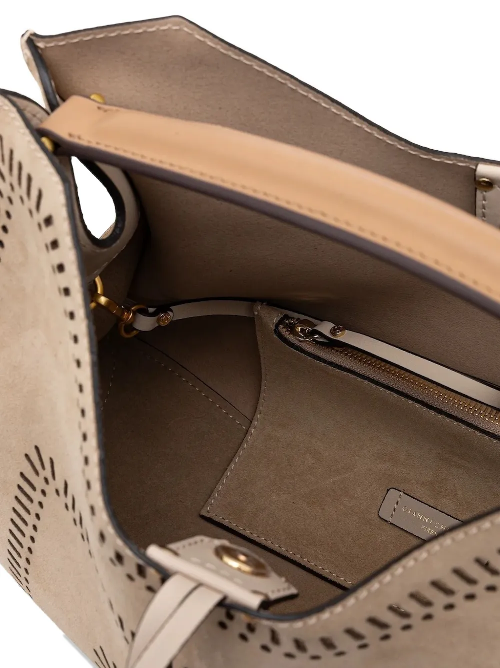 Gianni Chiarini Aurora Cut-out Suede Tote Bag In Brown