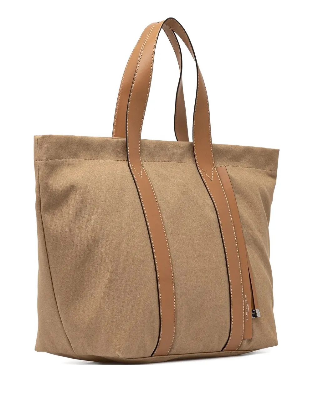 GIANNI CHIARINI leather-trimmed canvas tote bag Beige