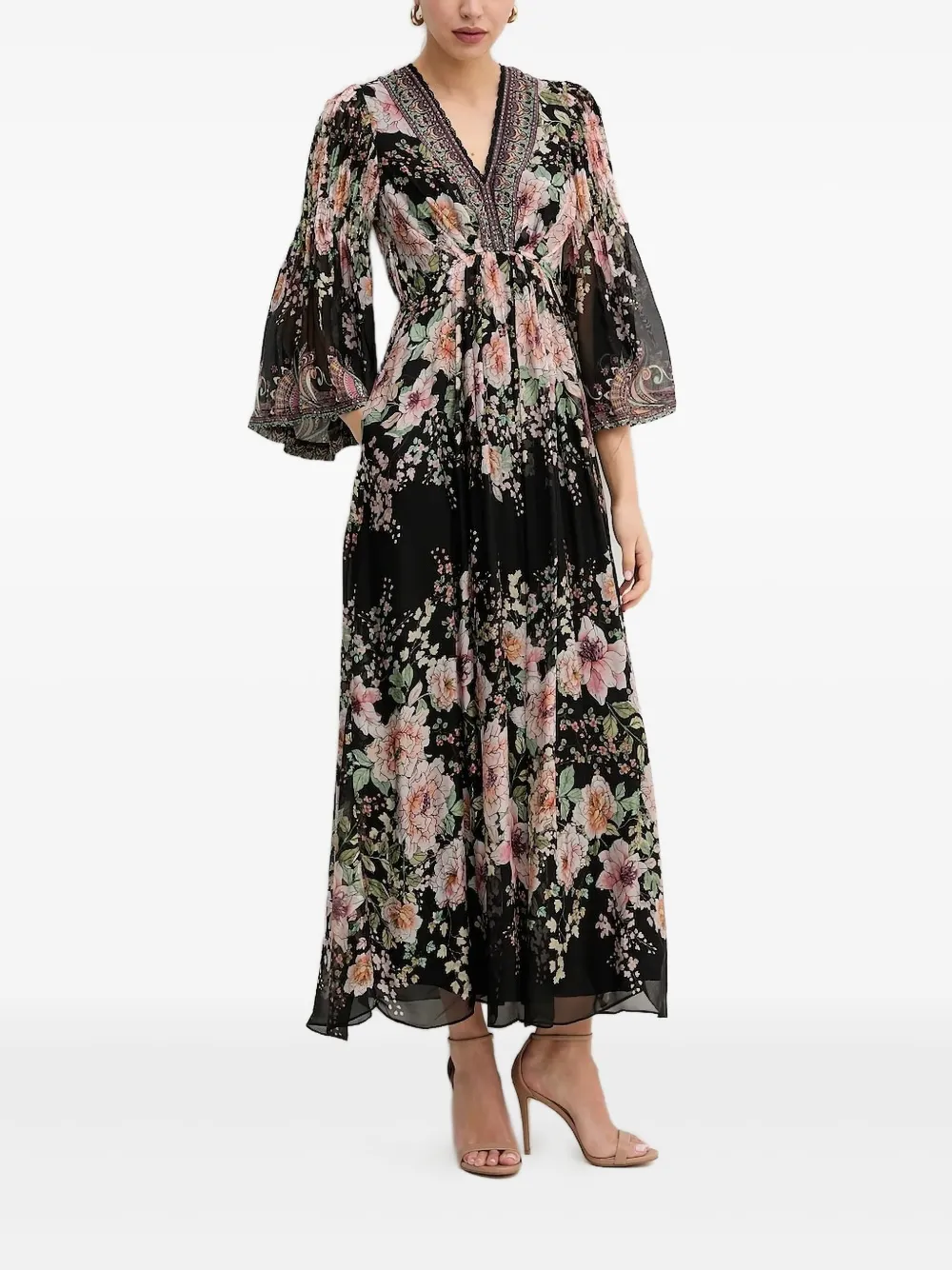 Hale Bob Alanna Floral-print Maxi Dress In Black