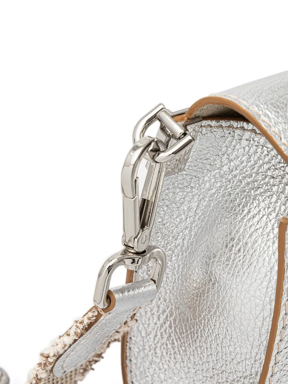 GIANNI CHIARINI Margot metallic-leather fringed-strap crossbody bag Grijs