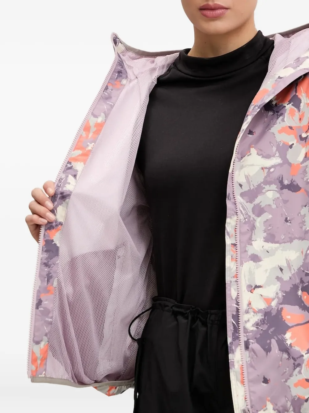 Helly Hansen Floral-print Hooded Jacket In Pink