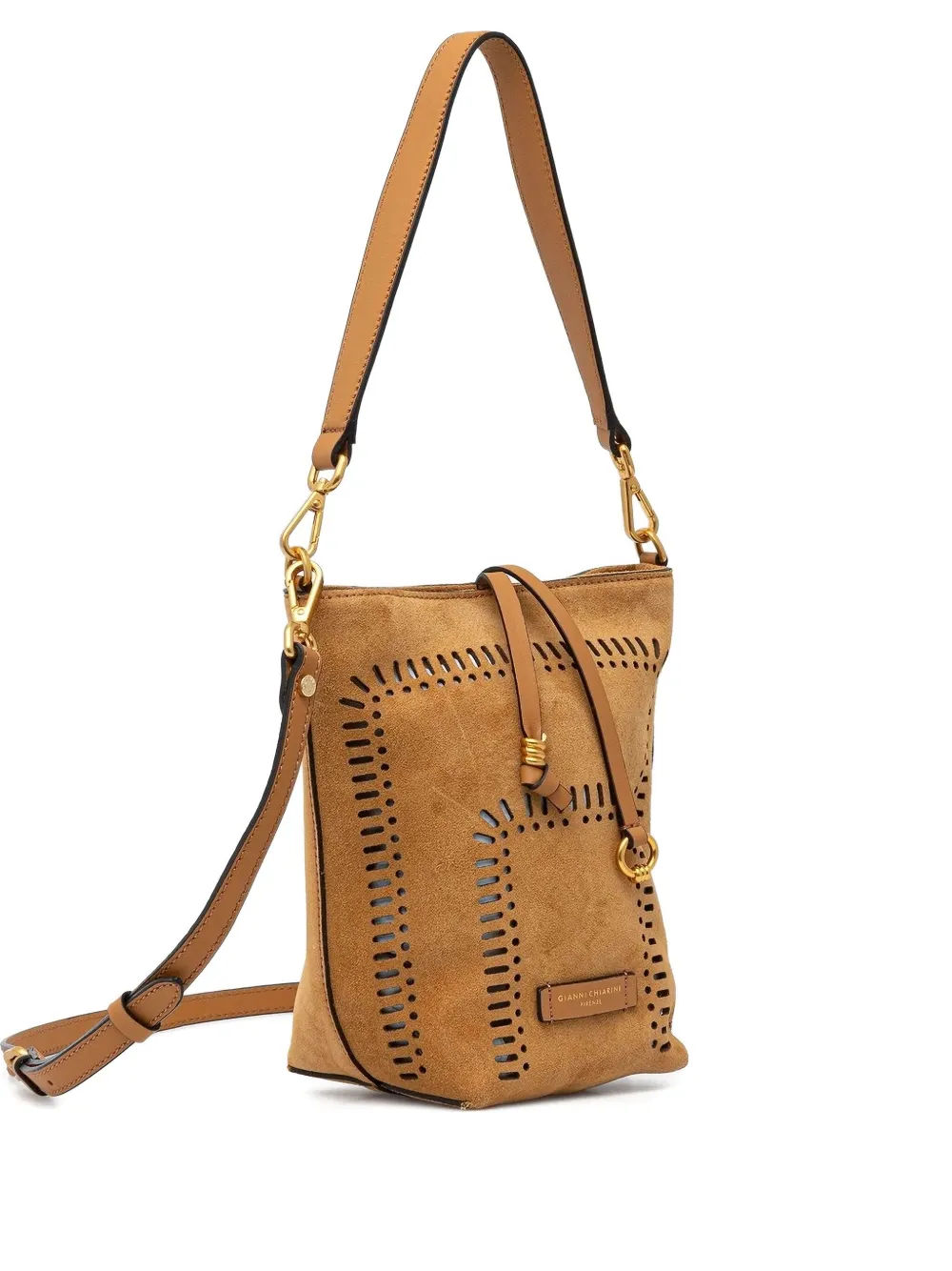GIANNI CHIARINI カットアウト バケットバッグ - ブラウン GIANNI CHIARINI カットアウト バケットバッグ - ブラウン