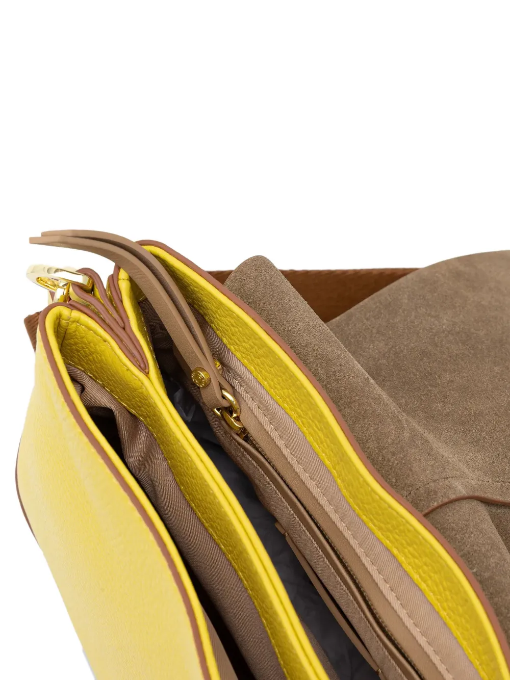 Gianni Chiarini Leather Flap Satchel In Yellow
