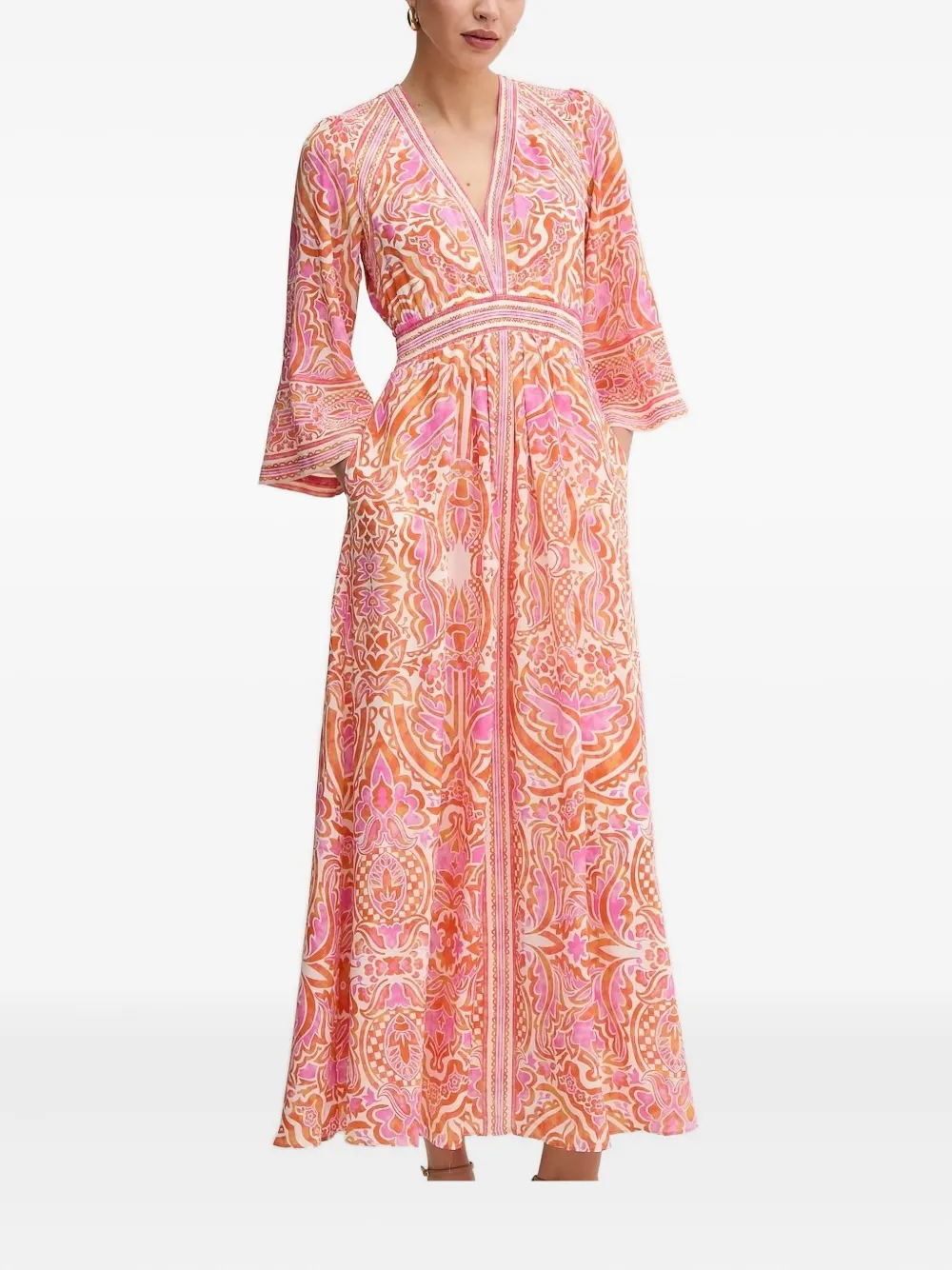 Hale Bob Printed V-neck Maxi Dress In Pink