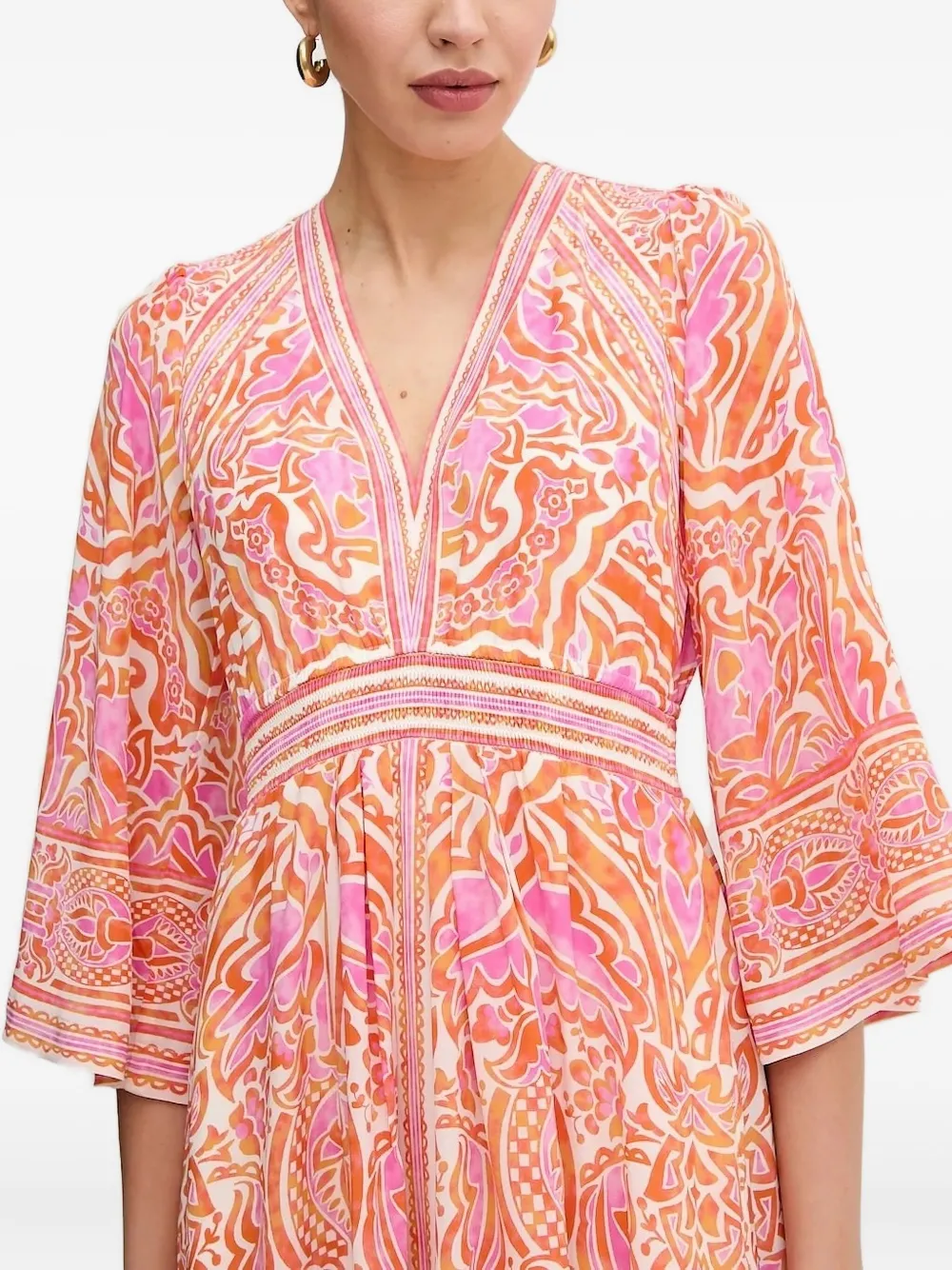 Hale Bob Printed V-neck Maxi Dress In Pink