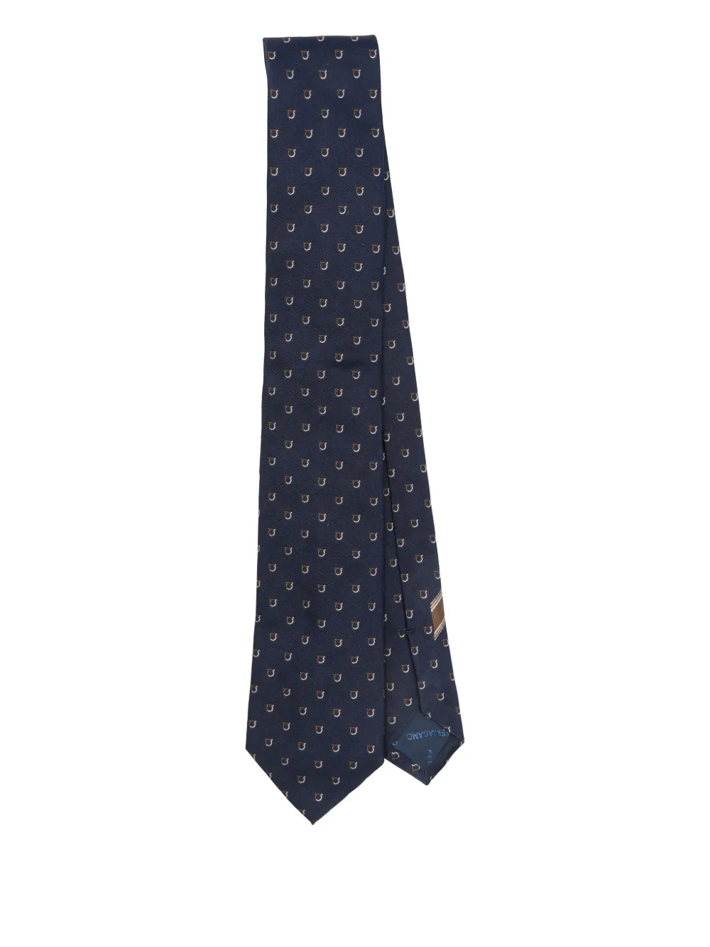 Ferragamo Gancini-pattern silk tie Blauw