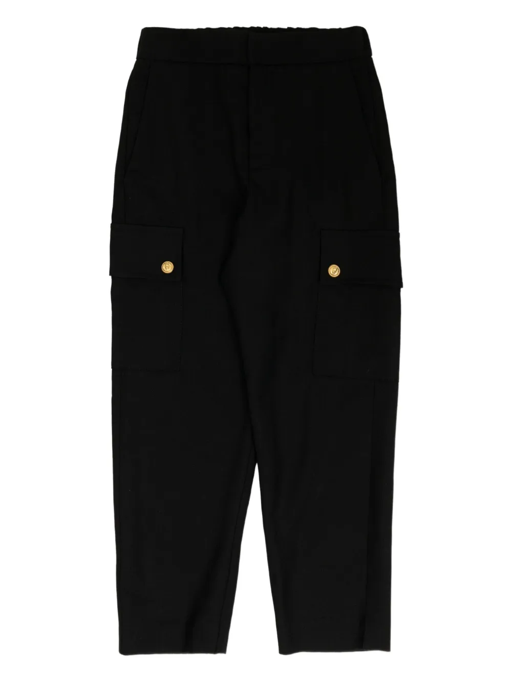 Balmain Kids gold-button cargo trousers Zwart