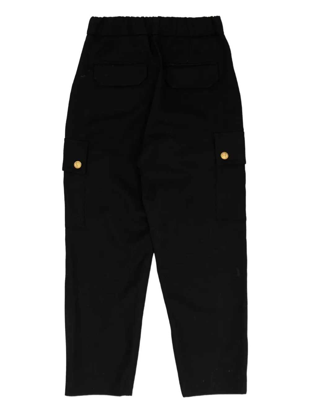Balmain Kids gold-button cargo trousers Zwart