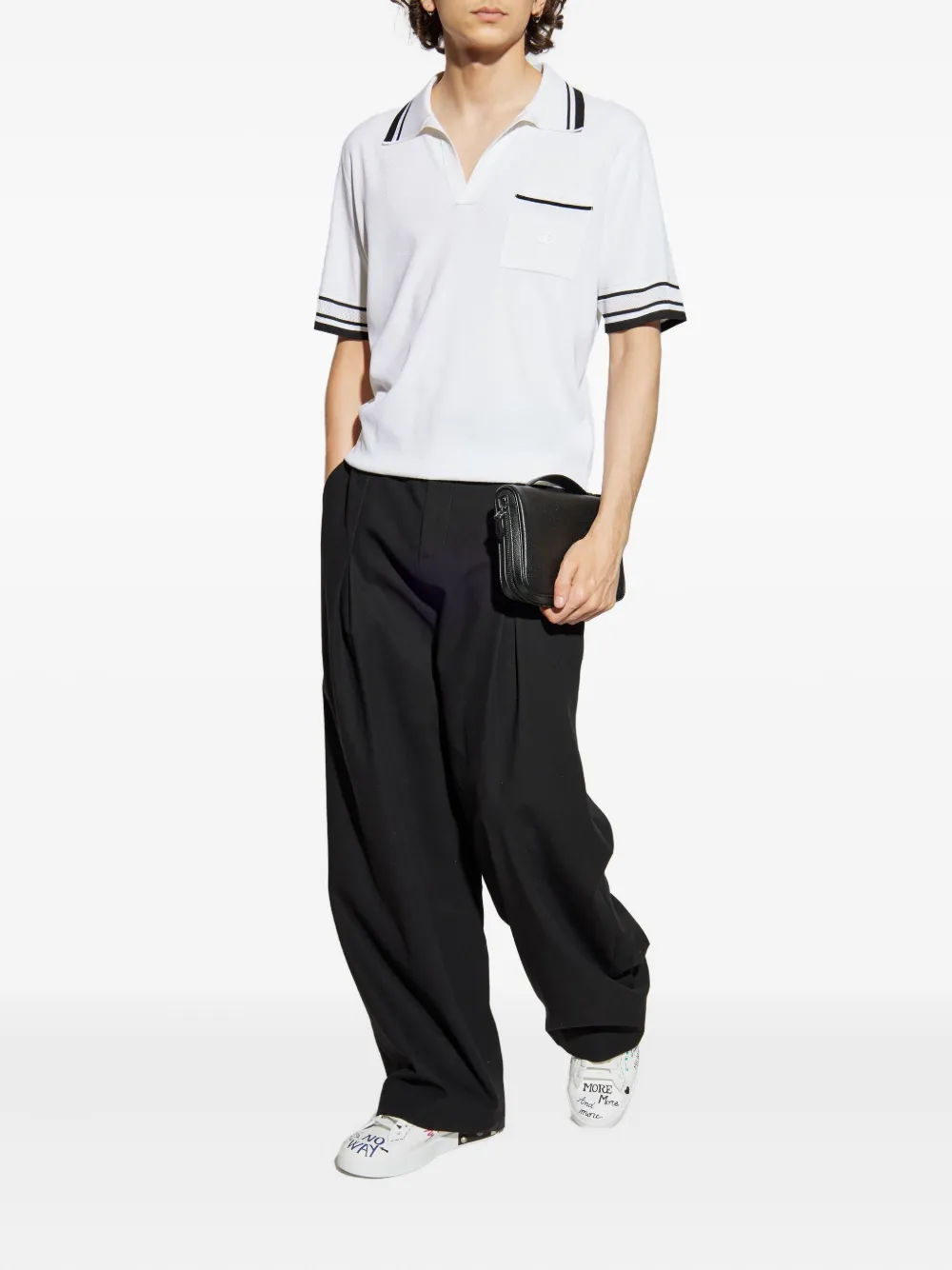 Dolce & Gabbana striped-trim polo-neck top Wit