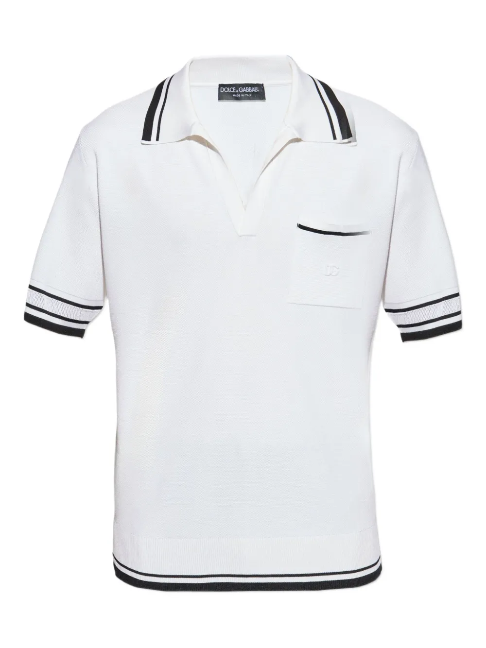 Dolce & Gabbana striped-trim polo-neck top Wit