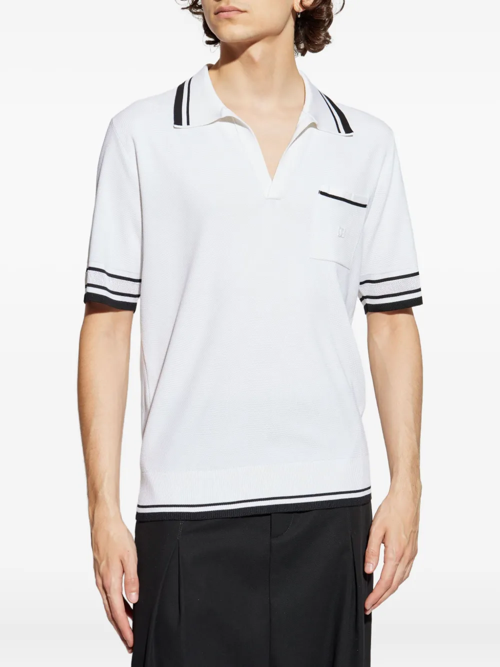 Dolce & Gabbana striped-trim polo-neck top Wit