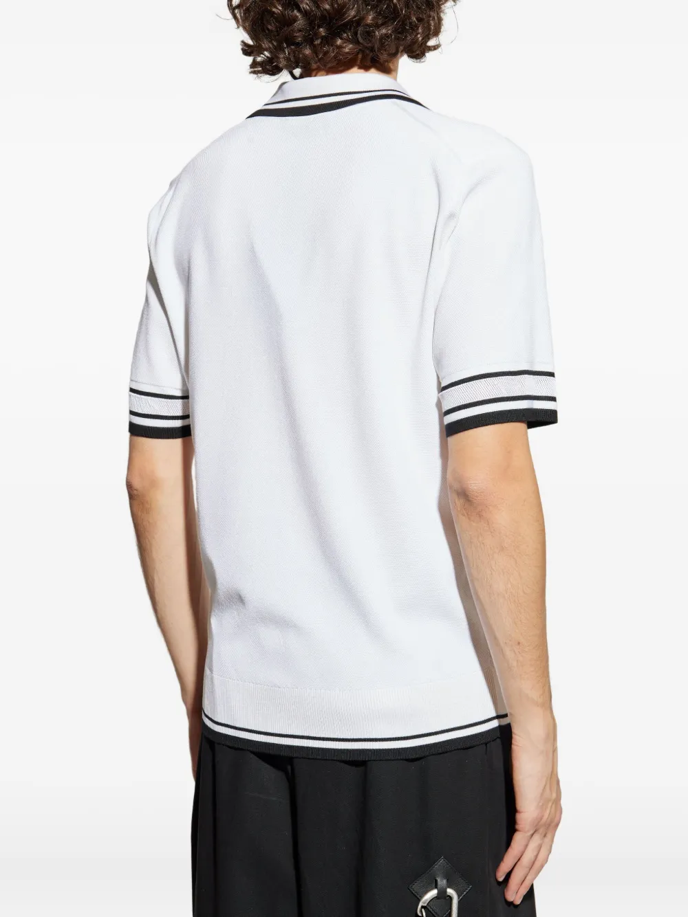 Dolce & Gabbana striped-trim polo-neck top Wit