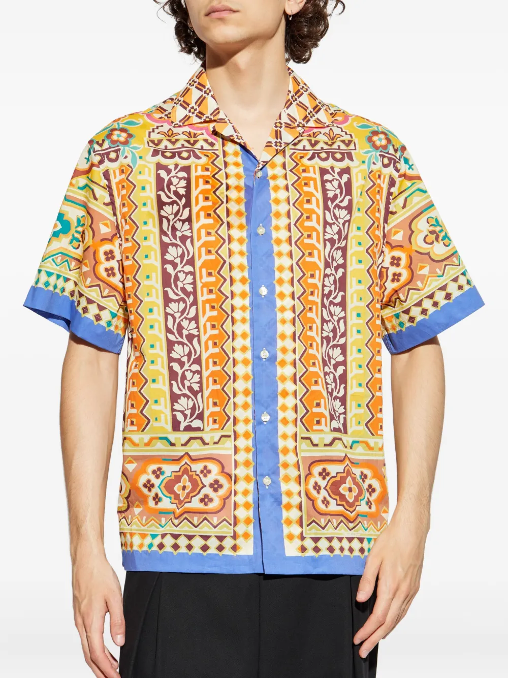 ETRO geometric-patterned short-sleeve shirt Veelkleurig