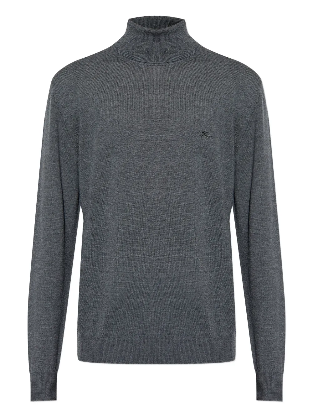 ETRO logo-embroidered turtleneck sweater Grijs