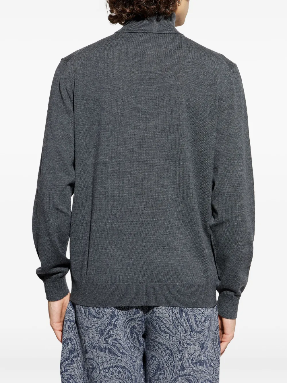 ETRO logo-embroidered turtleneck sweater Grijs