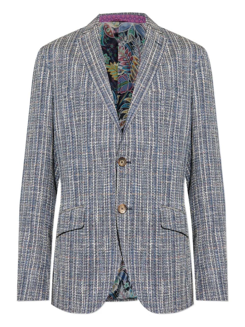 ETRO tweed blazer Blauw