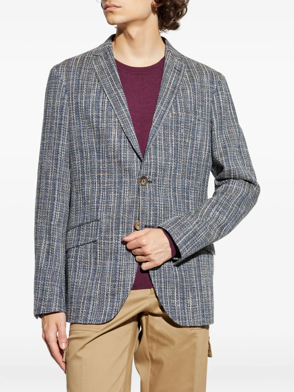 ETRO Tweed blazer Blauw