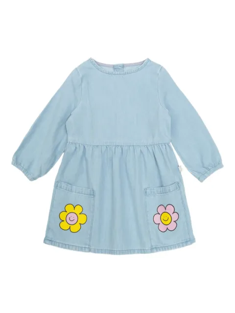 Stella McCartney Kids Vestido jeans com aplicação floral