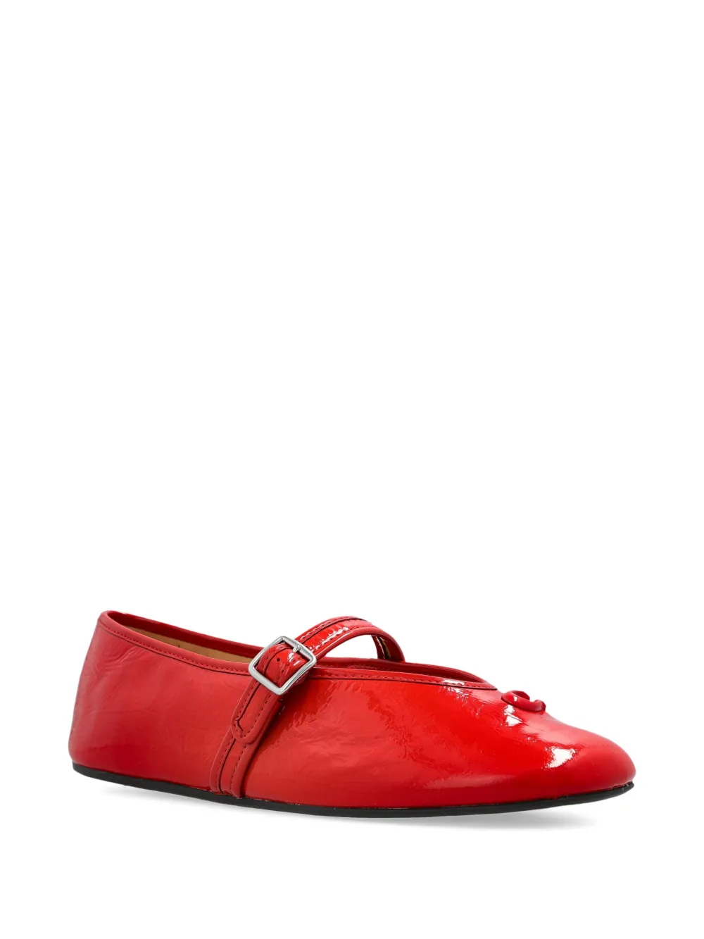 Coach buckle-strap patent leather ballet flats Rood
