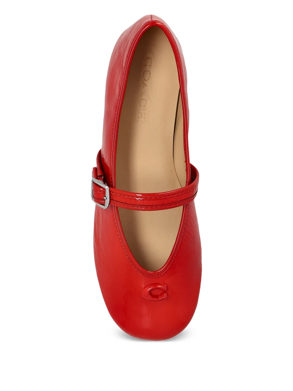 Coach buckle-strap patent leather ballet flats Rood