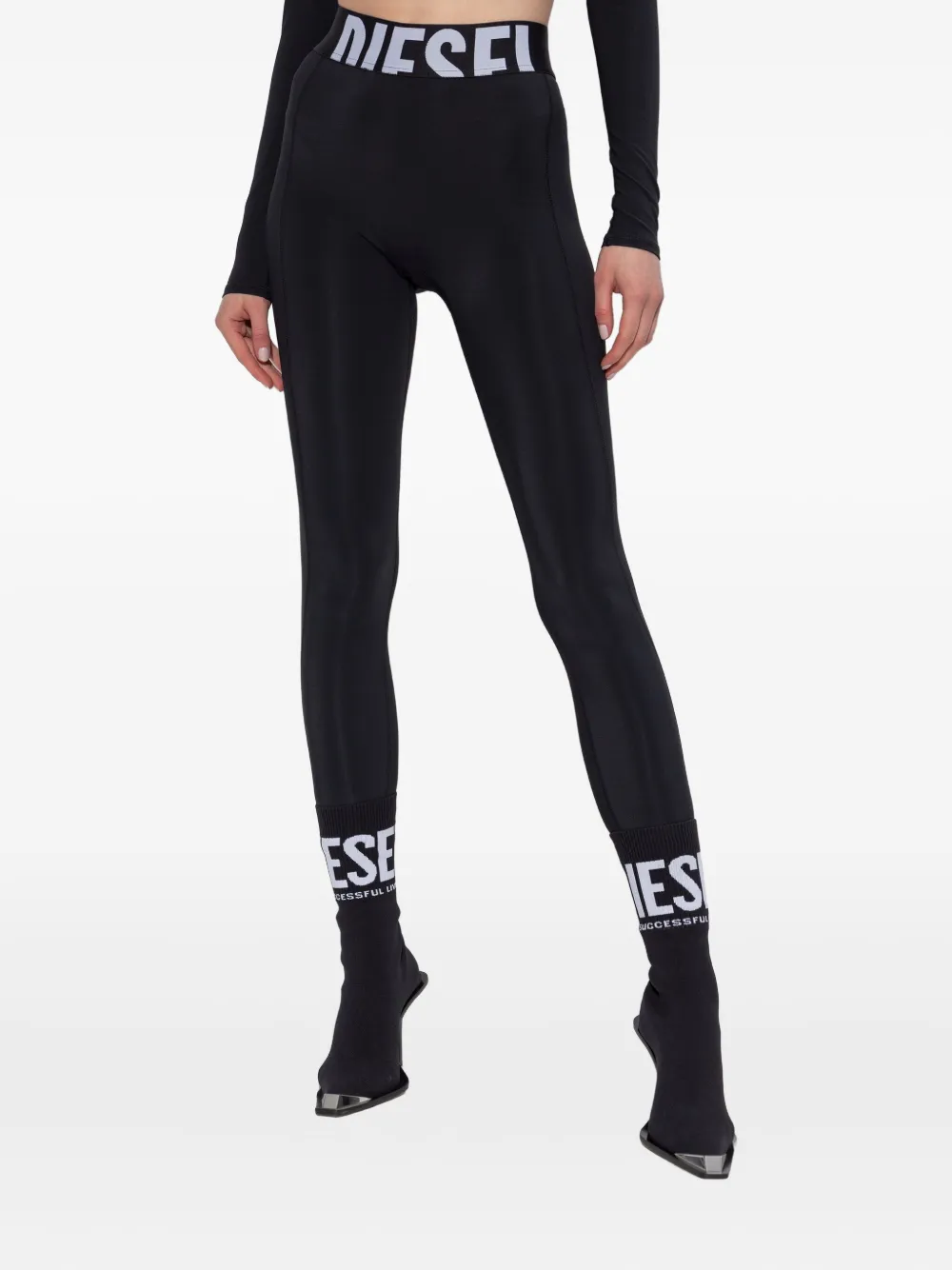 Diesel Adeline legging met logoband Zwart