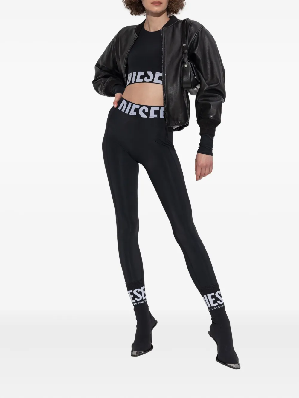 Diesel Adeline legging met logoband Zwart