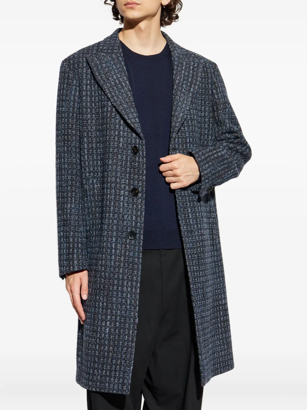 ETRO textured wool coat Blauw