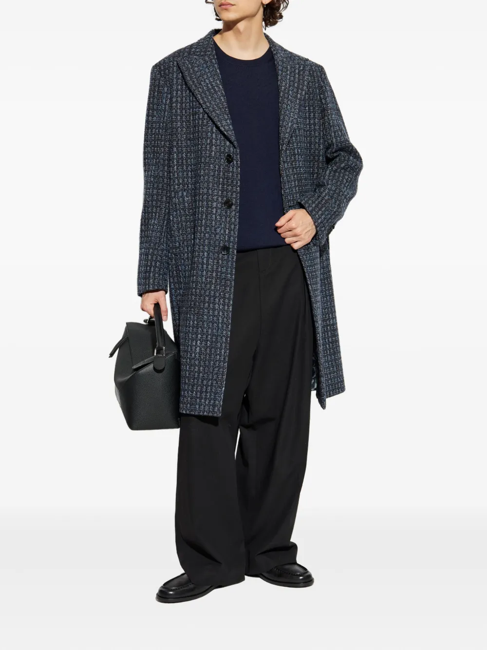 ETRO textured wool coat Blauw
