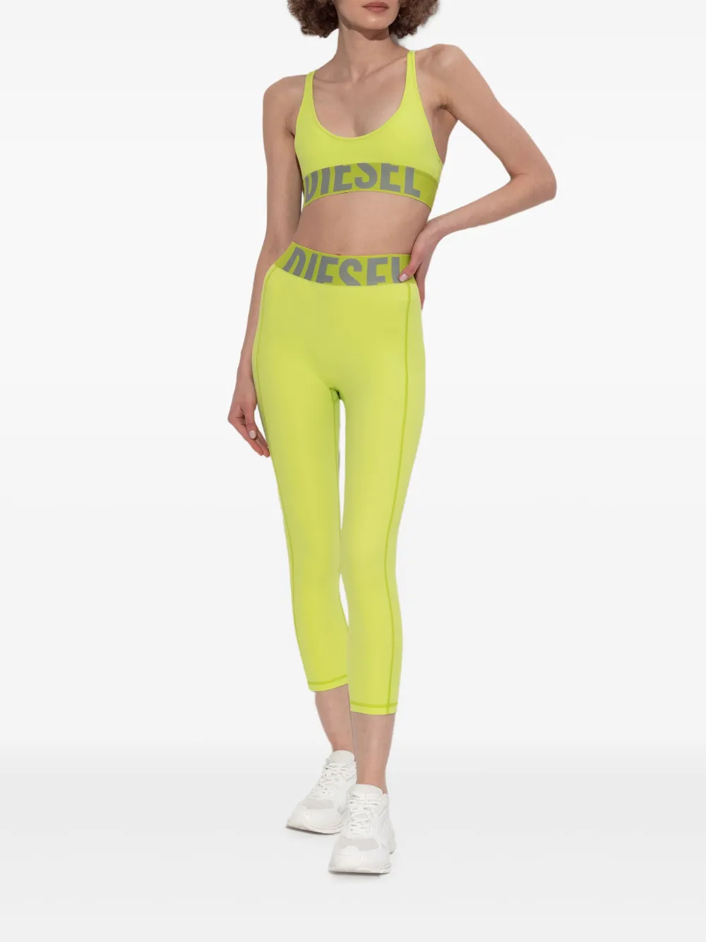 Diesel Legging met logoband Groen