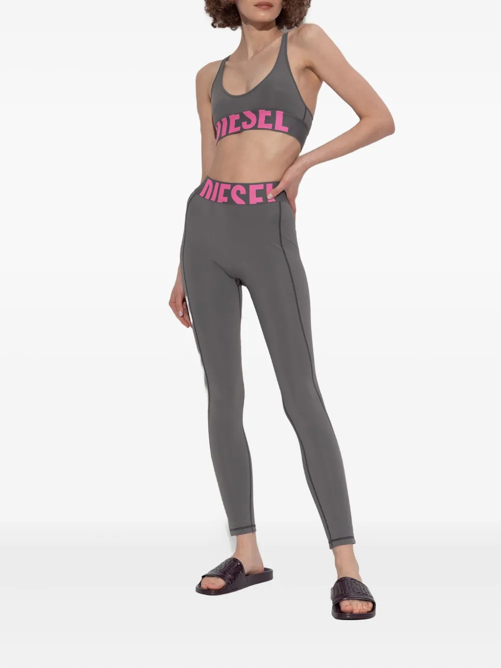 Diesel Adeline legging met logoband Grijs