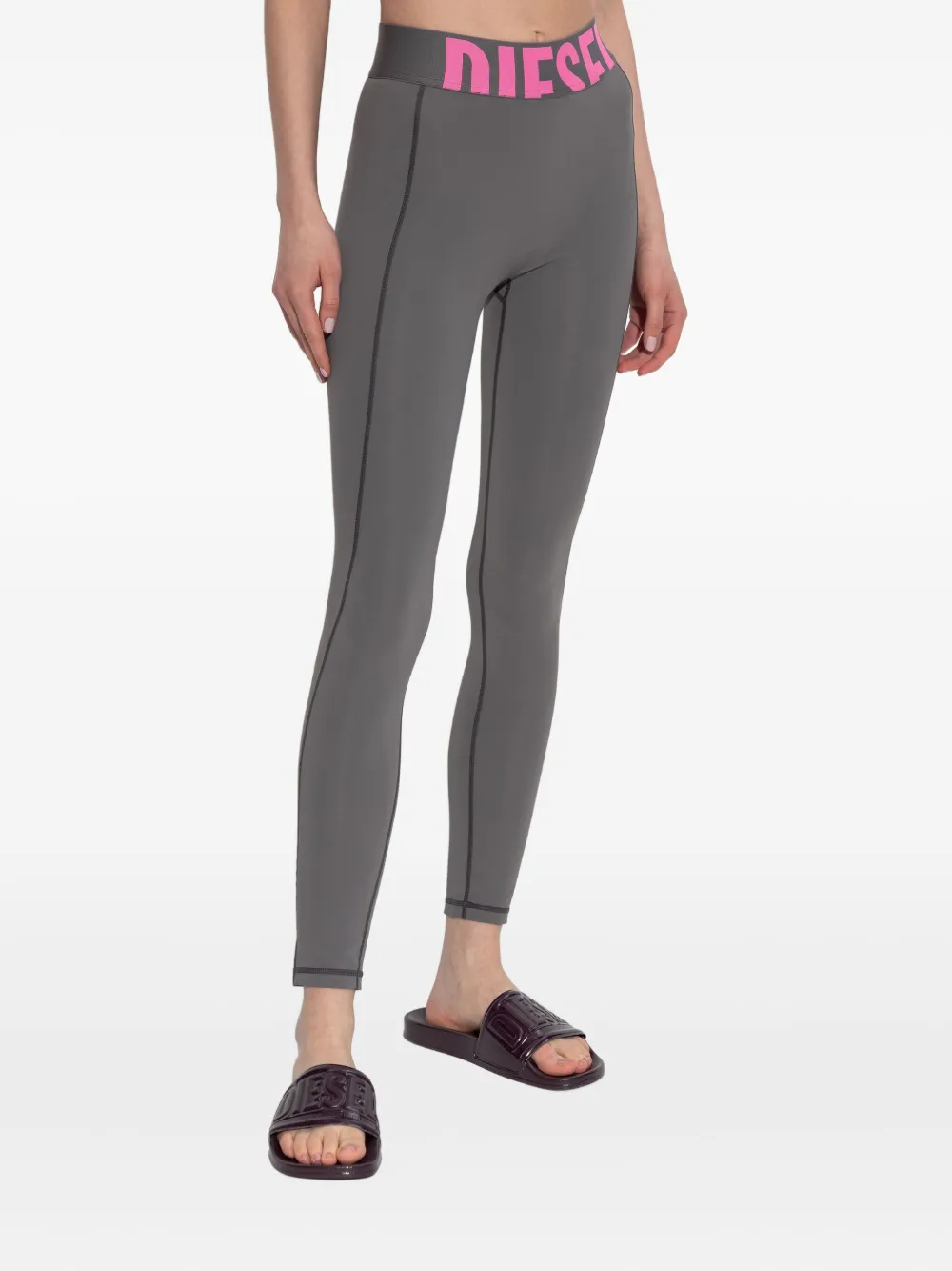 Diesel Adeline legging met logoband Grijs