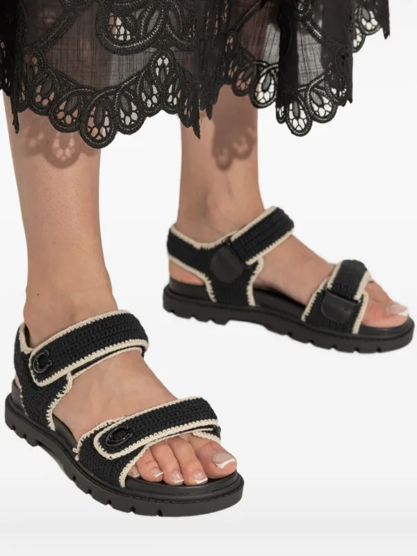 Coach Brynn Crochet double-strap Sandals | Black | FARFETCH JO