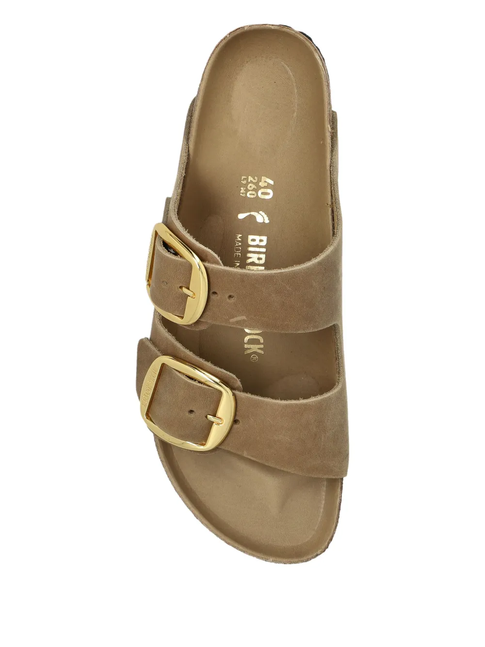 Birkenstock Arizona Big Buckle Leather Slides In Green