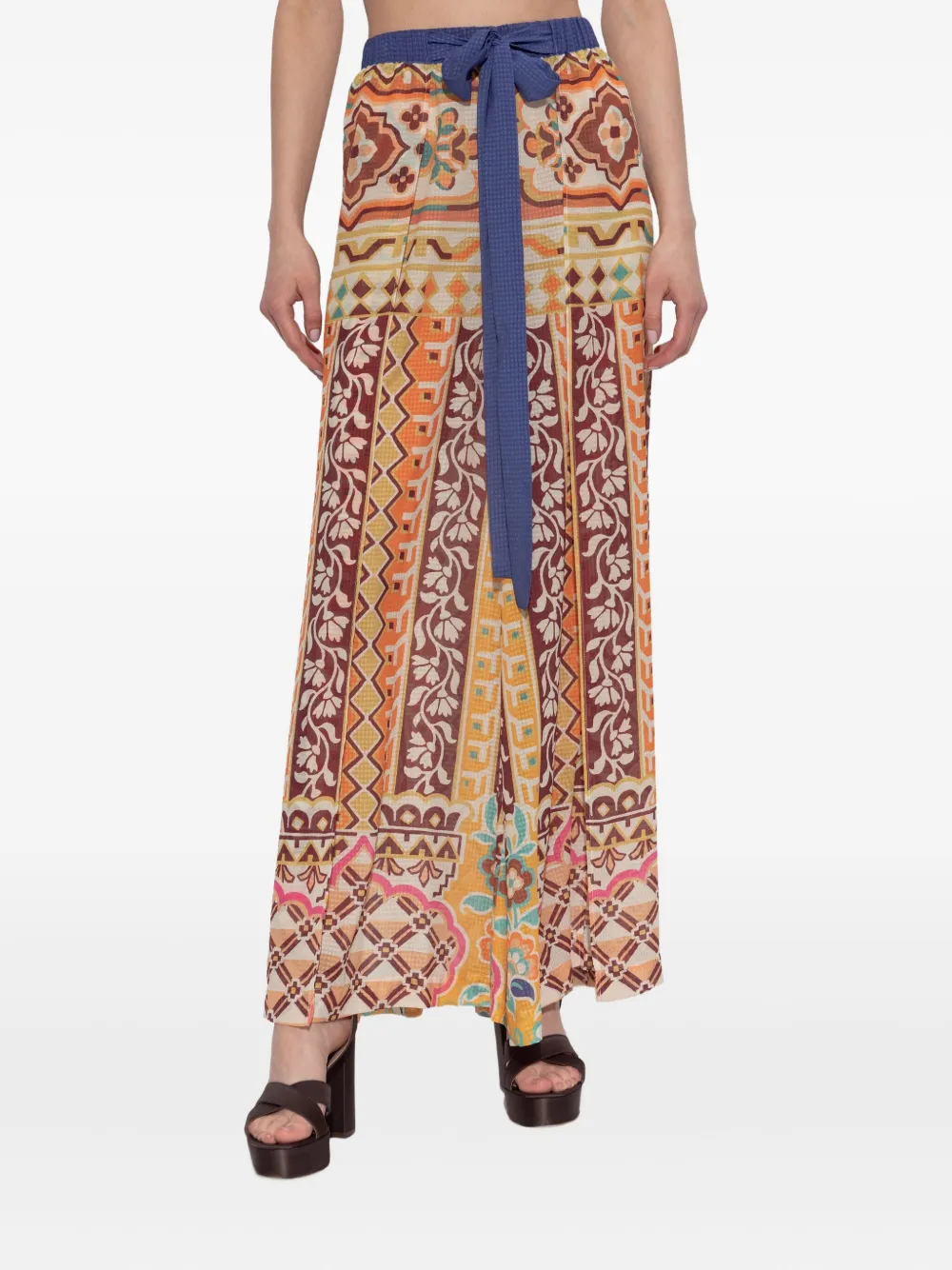 ETRO patterned tie-waist trousers Beige
