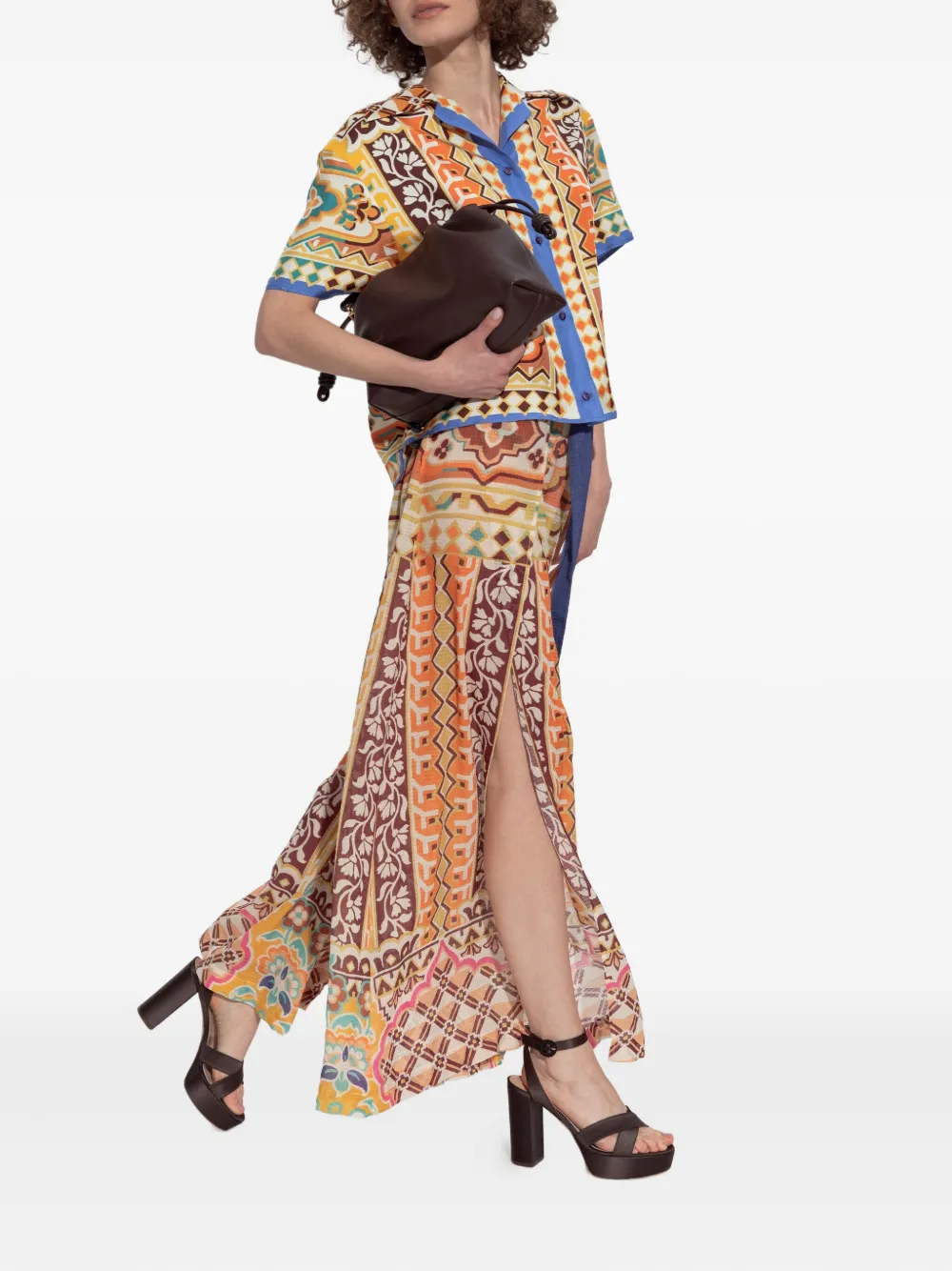 ETRO patterned tie-waist trousers Beige